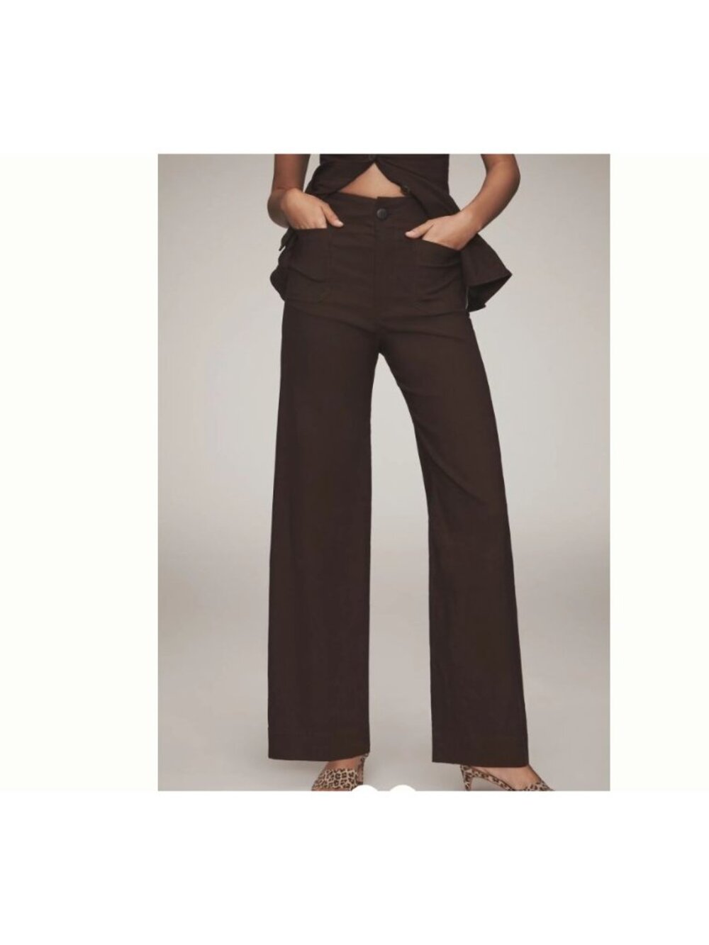 Anthropologie Maeve Colette Full Length Wide Leg Pants Womens 27 Powdered Cocoa